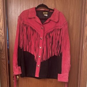 Bob Mackie Vibrant Red and Black Leather Jacket